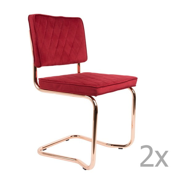 Sada 2 červených židlí Zuiver Diamond Kink