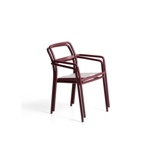 Vínová polstrovaná zahradní židle Linosa – Kave Home-image-3
