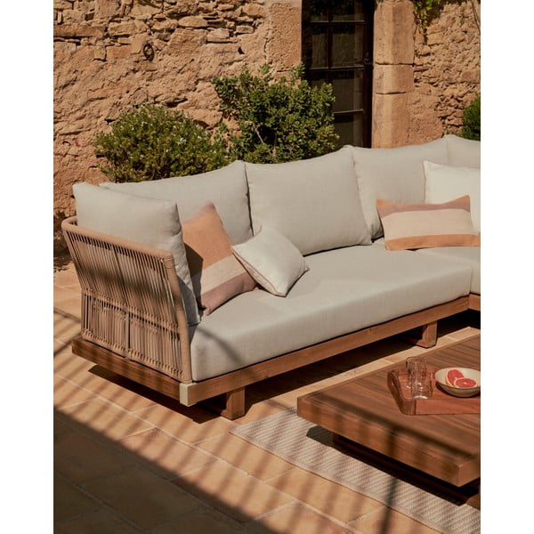 Zahradní lounge set z masivu akácie pro 5 v krémovo-přírodní barvě Raco – Kave Home-image-3