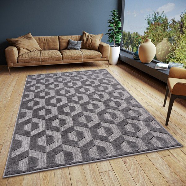 Antracitový koberec 133x190 cm Iconic Hexa – Hanse Home-image-1