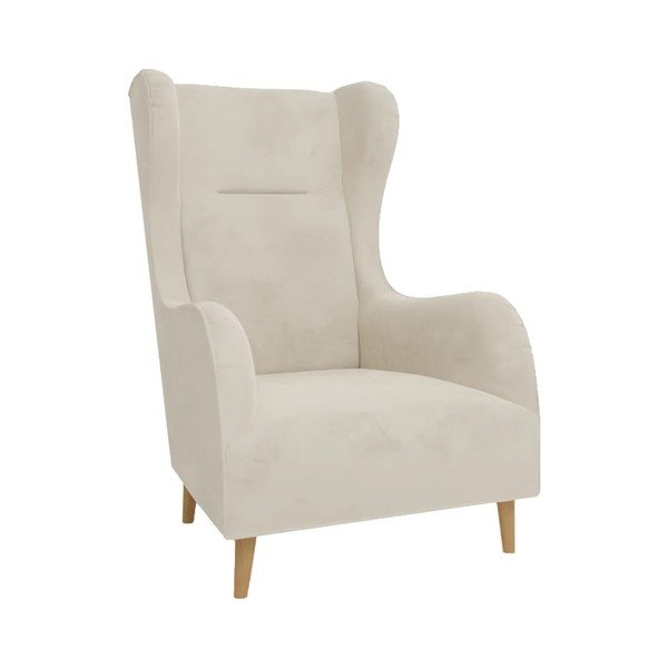 Krémové sametové křeslo ušák Carole – Ropez