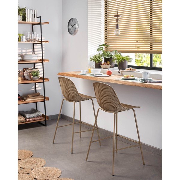 Béžová kovová/plastová zahradní barová židle Quinby – Kave Home-image-4