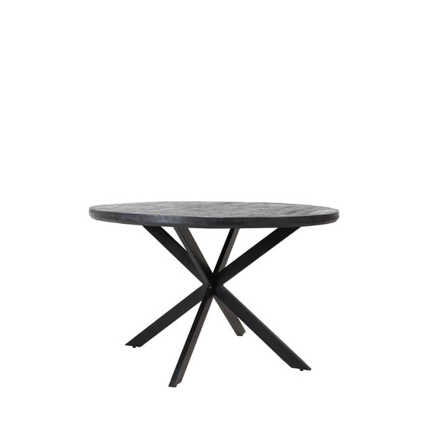 Černý kulatý jídelní stůl s deskou z akácie ø 140 cm Yellov – Light & Living
