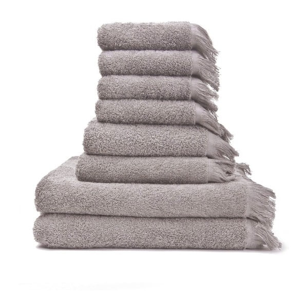 Šedo-hnědé bavlněné ručníky a osušky v sadě 8 ks – Bonami Selection