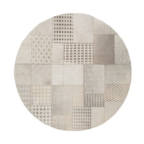 Bílý kožený kruhový koberec Ray, 140cm