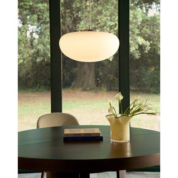 Bílé závěsné svítidlo se skleněným stínidlem ø 50 cm Ardali – Kave Home-image-1