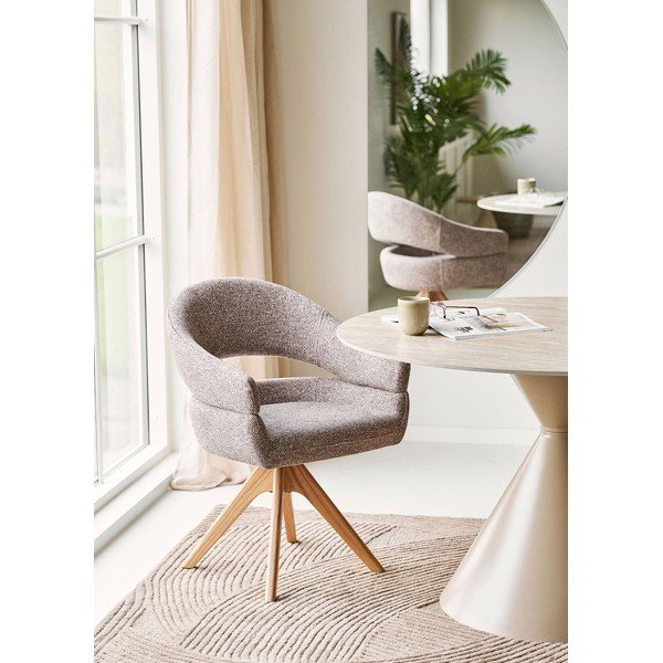 Hnědé čalouněné jídelní křeslo s područkami Dover – House Nordic-image-1