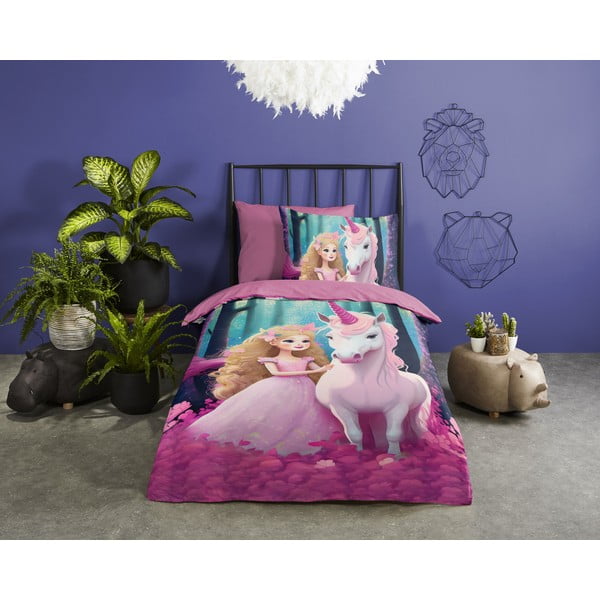 Růžové dětské povlečení na jednolůžko/prodloužené z mikrovlákna 140x220 cm Julia – Good Morning-image-1