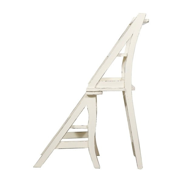 Bílá židle z mahagonového dřeva a skládací žebřík v jednom Biscottini Claudia-image-2