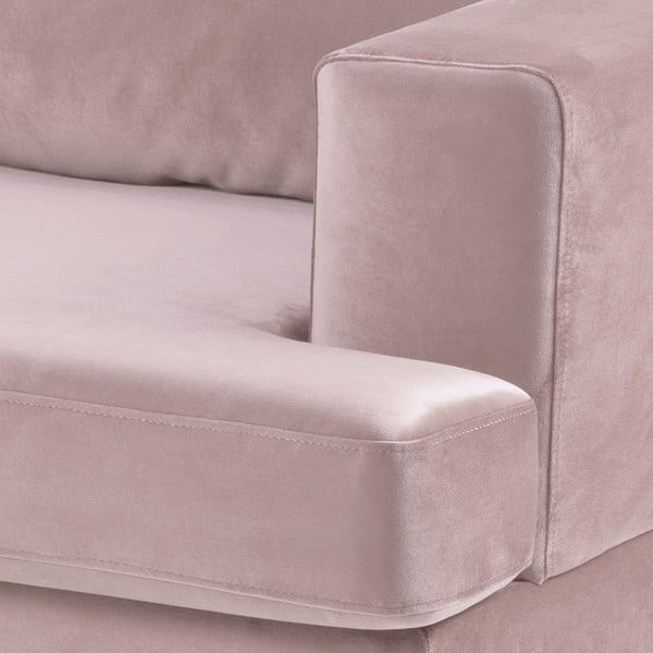 Pudrově růžová sametová pohovka Actona Norwich, levý roh-image-3