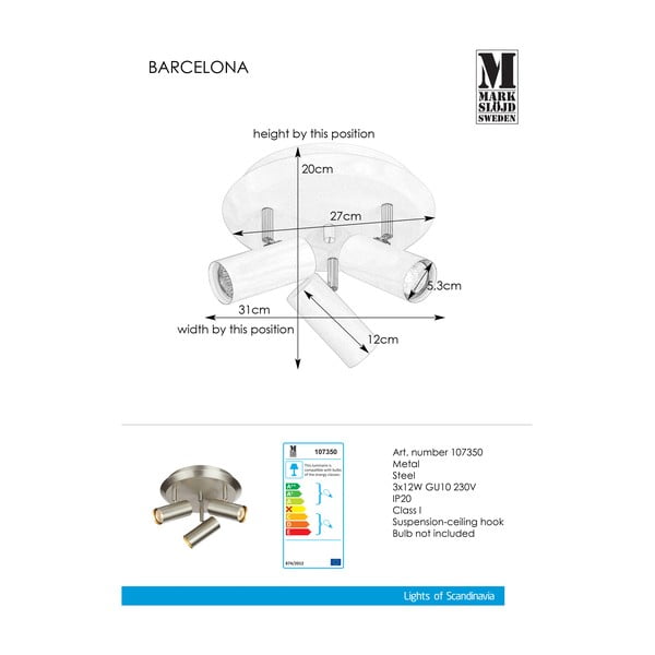 Nástěnné svítidlo ve stříbrné barvě Markslöjd Barcelona Tres-image-1