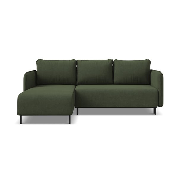 Zelená rozkládací/s úložným prostorem rohová pohovka (levý roh) Luana – Makamii