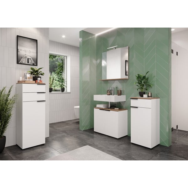 Bílá vysoká koupelnová skříňka 39x111 cm Menen – Germania-image-3