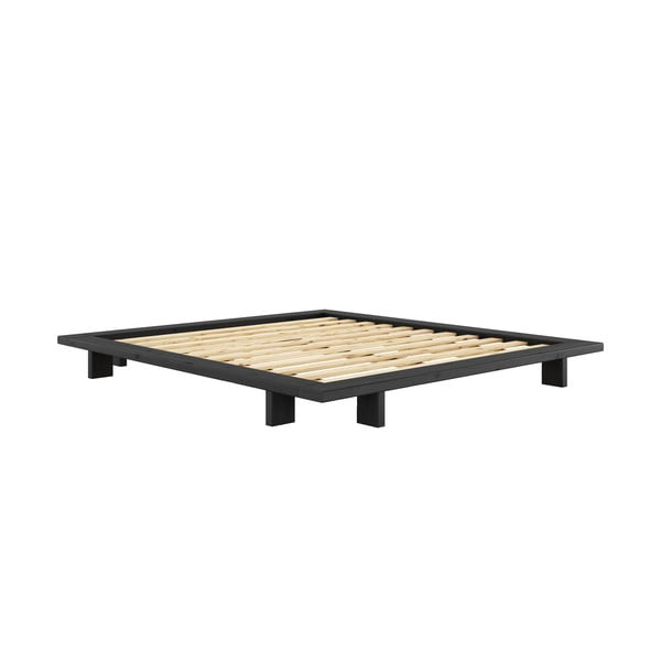 Černá dvoulůžková postel z borovicového dřeva s roštem 180x200 cm Japan – Karup Design