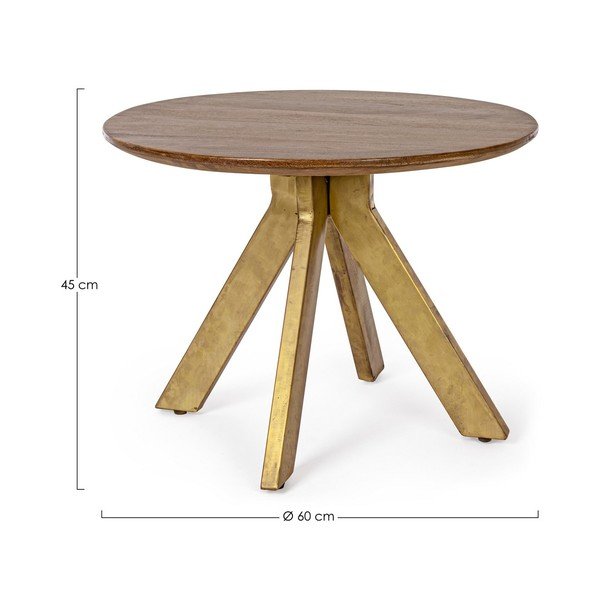 Kulatý konferenční stolek z mangového dřeva ve zlaté barvě/v tmavě přírodní barvě ø 60 cm Sherman – Bizzotto-image-2