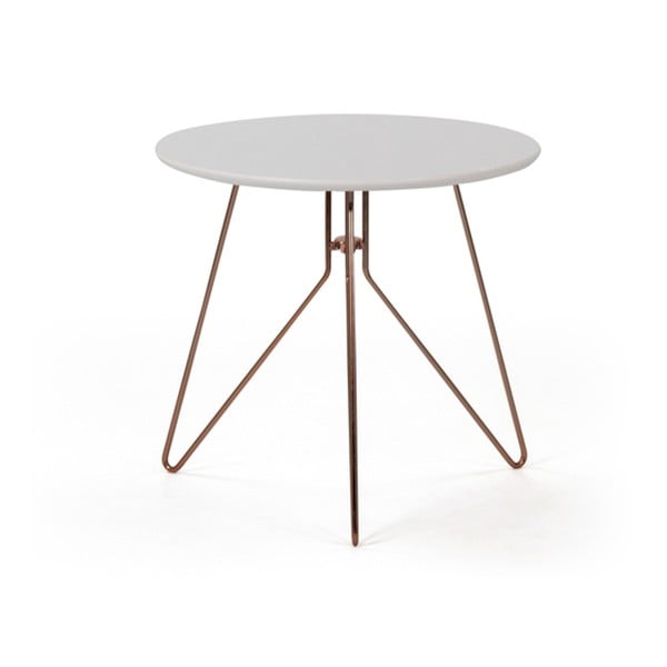 Bílý příruční stolek s podnožím v měděné barvě PLM Barcelona Alegro, ⌀ 48 cm