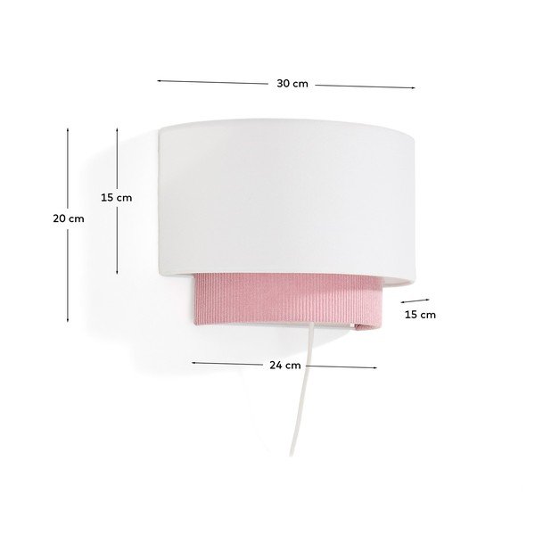 Bílé/světle růžové dětské nástěnné svítidlo s textilním stínidlem Bianella – Kave Home-image-4