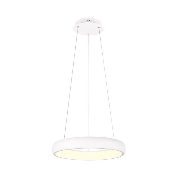 Bílé LED stmívatelné závěsné svítidlo s kovovým stínidlem ø 46 cm Cardona – Trio-image-3
