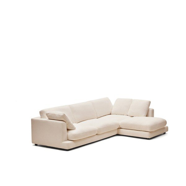 Béžová žinylková rohová pohovka (pravý roh/s lenoškou) Gala – Kave Home-image-2