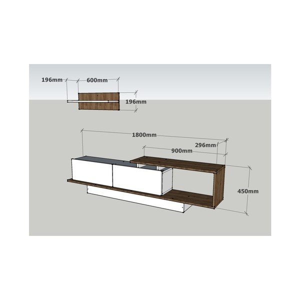 Bílá/přírodní TV sestava 180x55 cm Asos – Woody Fashion-image-1