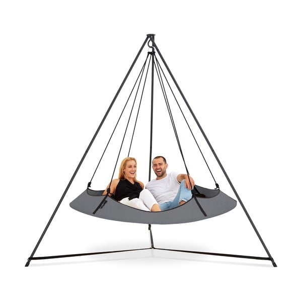 Šedá zahradní houpačka se stojanem – Hangout Pod-image-2