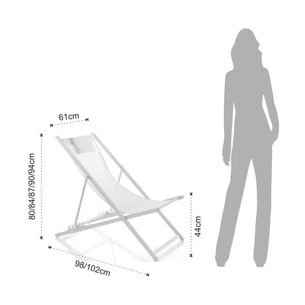 Bílé kovové skládací zahradní lehátko Milos – Tomasucci-image-4