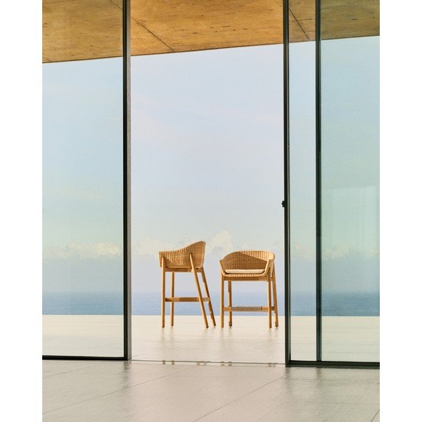 Polstrovaná/ratanová zahradní barová židle v přírodní barvě Galea – Kave Home-image-2