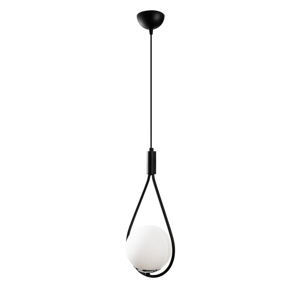 Černobílé závěsné svítidlo se skleněným stínidlem Mudoni – Opviq lights