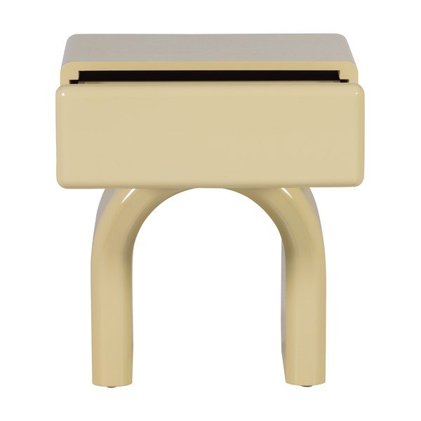 Světle žlutý lesklý noční stolek Zorel – WOOOD-image-3