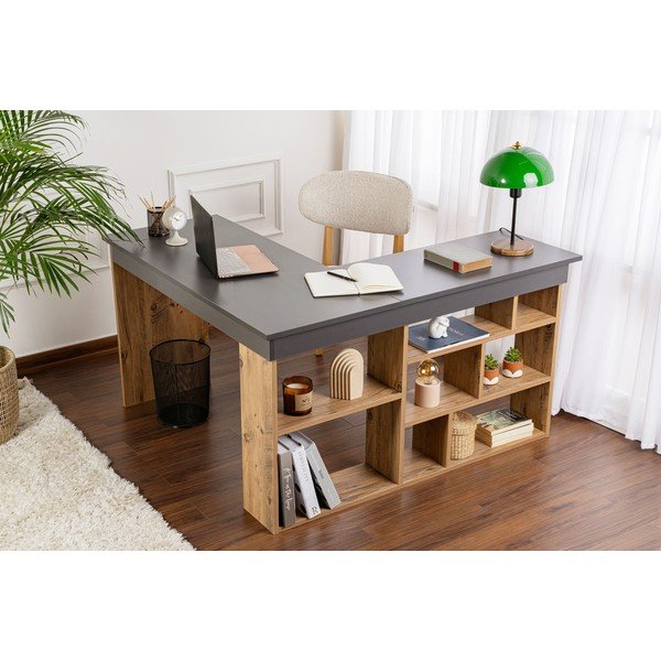 Rohový pracovní stůl v dekoru borovice 120x130 cm Vesper – Kalune Design-image-1