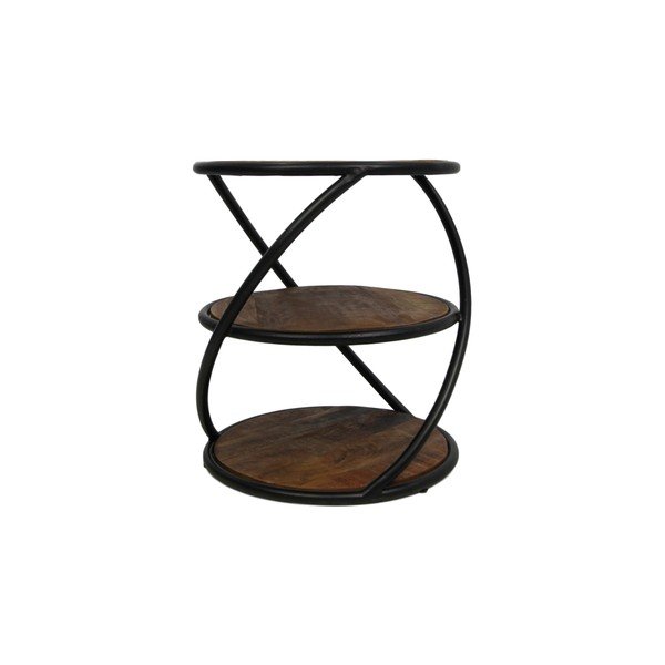 Příruční stolek z neopracovaného mangového dřeva HSM collection Tower, ø 43 cm-image-1