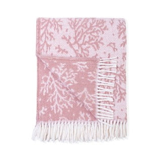 Růžový pléd s podílem bavlny Euromant Coral, 140 x 180 cm
