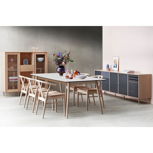 Rozkládací jídelní stůl s bílou deskou v bílo-přírodní barvě 90x165 cm Meza – Hammel Furniture-image-1