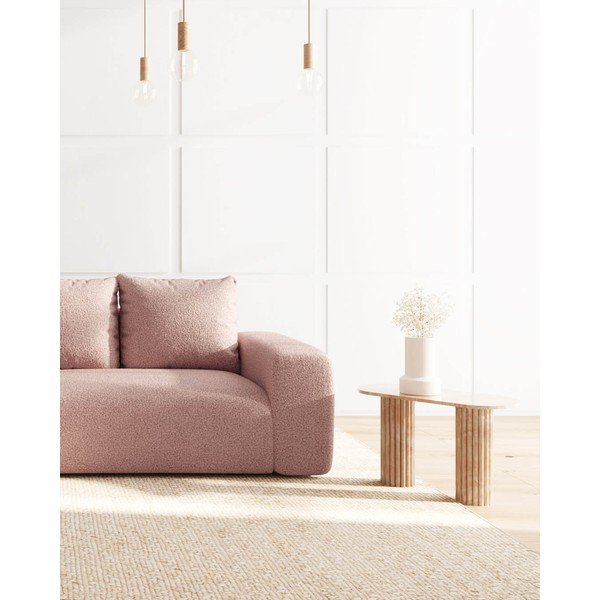 Světle růžová rohová pohovka z textilie bouclé (levý roh) Feiro – MESONICA-image-4