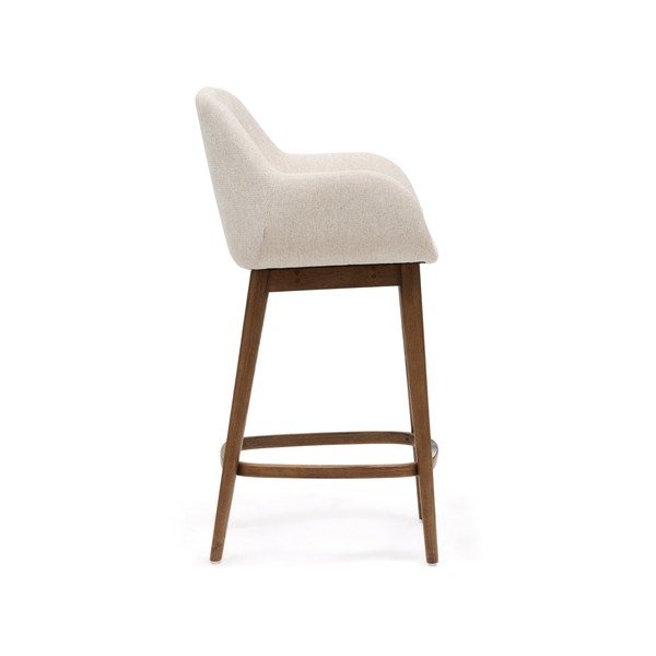 Béžová čalouněná barová židle s područkami (výška sedáku 66 cm) Konna – Kave Home-image-3