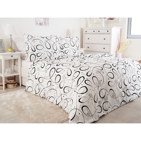 Černo-bílé krepové povlečení na jednolůžko 140x200 cm Top Class – B.E.S.-image-1