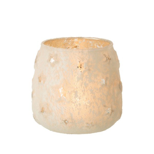 Bílý skleněný vánoční svícen J-Line Star-image-2