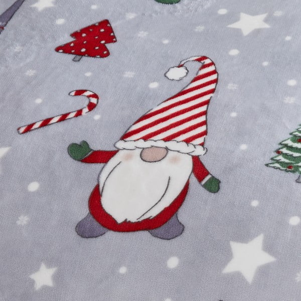 Šedé povlečení na dvoulůžko/prodloužené z mikroplyše 230x220 cm Festive Gnomes – Catherine Lansfield-image-3