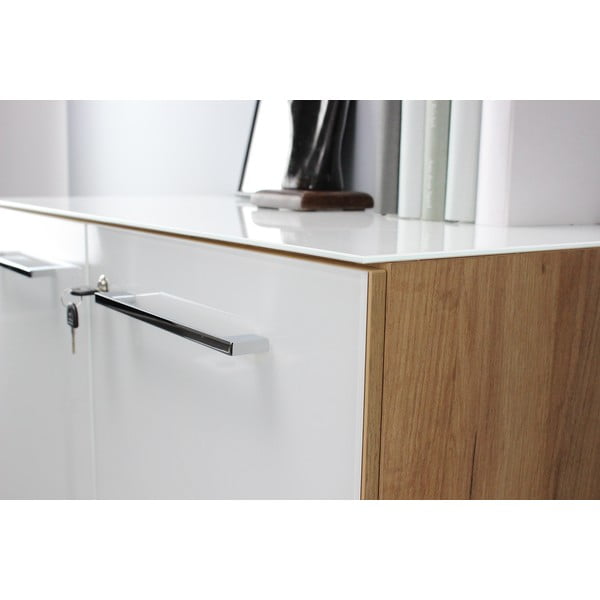 Bílá přírodní skříňka v dekoru dubu 80x120 cm Monteria – Germania-image-1