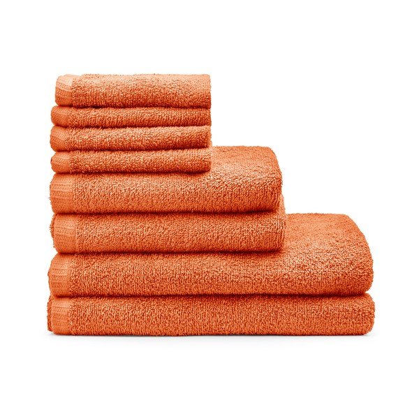 Oranžové rychleschnoucí bavlněné ručníky a osušky v sadě 8 ks Quick Dry – Catherine Lansfield
