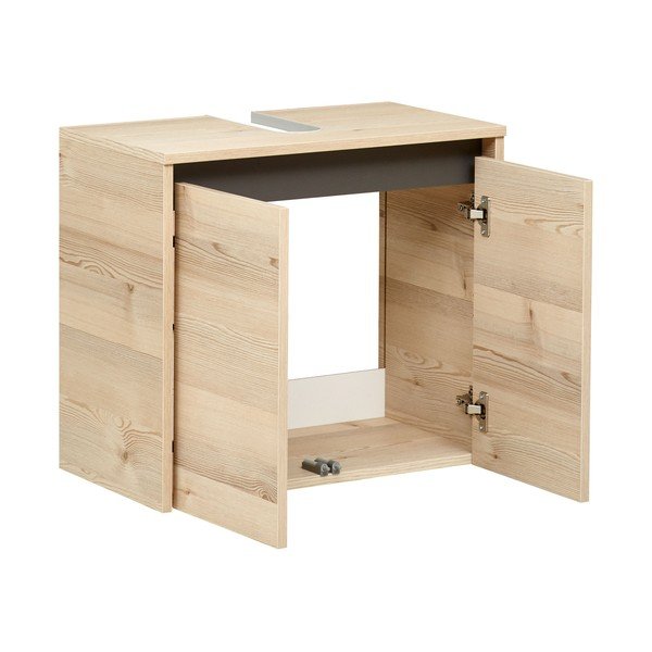 Závěsná skříňka pod umyvadlo v dekoru borovice v přírodní barvě 53x60 cm Quickset 393 – Pelipal-image-1