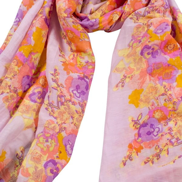 Šátek s příměsí hedvábí Shirin Sehan Fleuretta Lavender-image-1