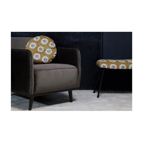 Okrově žlutý dekorativní kulatý polštář BePureHome Granny, ø 45 cm-image-1