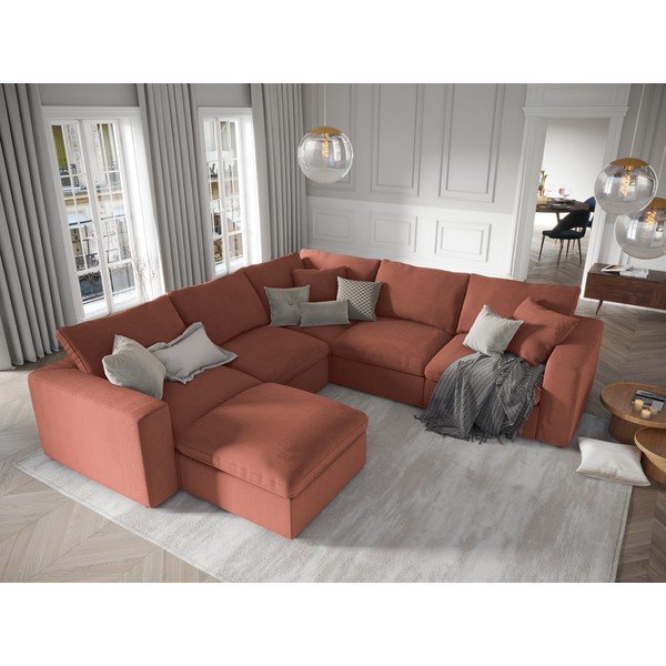 Růžová prostřední část modulární manšestrové pohovky Windsor & Co Sofas Galaxy-image-1