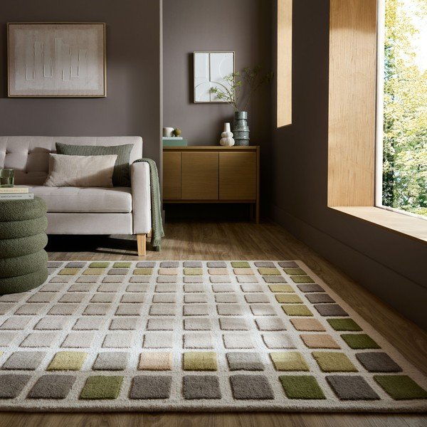 Zelený ručně tkaný vlněný koberec 140x200 cm Renga Wool – Flair Rugs-image-1