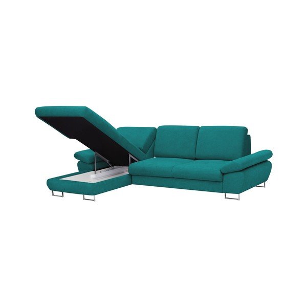 Tyrkysová rozkládací rohová pohovka Windsor & Co Sofas Pi, levý roh-image-4