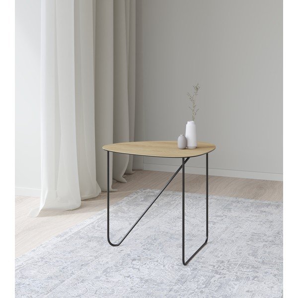 Kovový konferenční stolek v přírodní barvě 37x44 cm Curve M Wood – LIND DNA-image-2