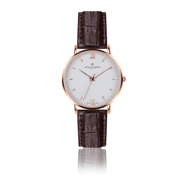 Unisex hodinky s hnědým páskem z pravé kůže Frederic Graff Croco
