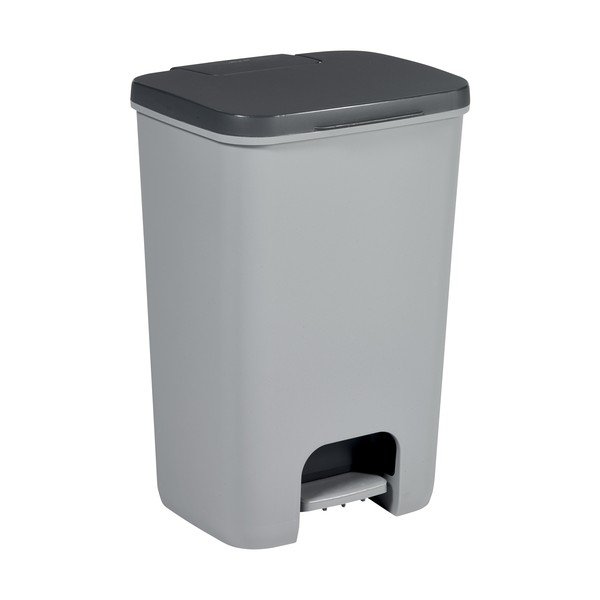 Šedý nášlapný plastový odpadkový koš 40 l Essentials – Curver