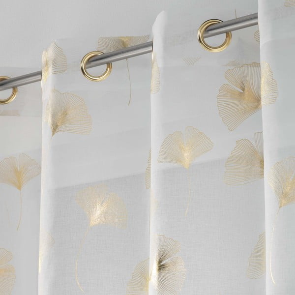 Voálová záclona v bílé a zlaté barvě 140x240 cm Ginkgold – douceur d'intérieur-image-1